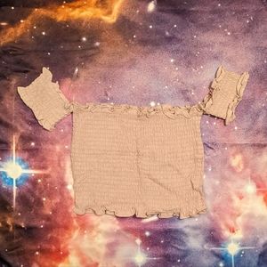 🌸 Mauve Pink Bozzolo Ruffle Shoulderless Crop Top Size Medium